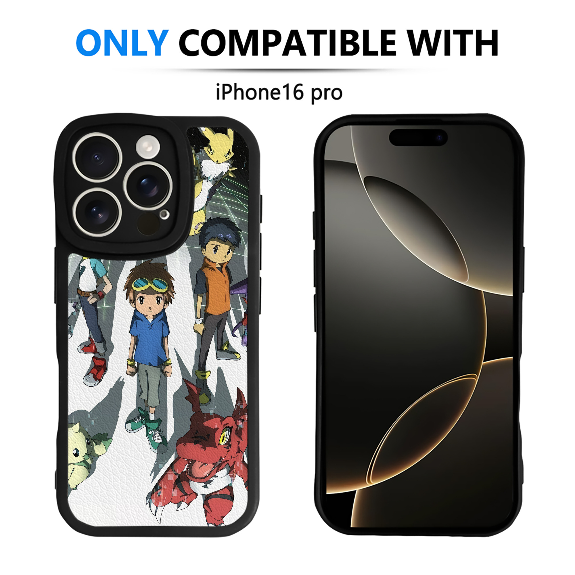 （画像用） Digimon デジタルモンスター/デジモン 【iPhone 16シリーズ対応】シリコンスマホケース（レザー調） 材質：シリコン
